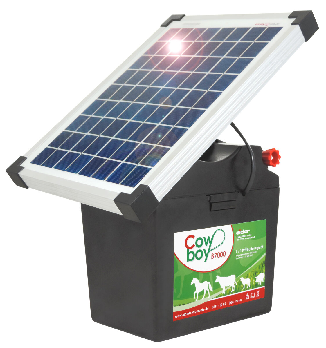 Power XXL B 9000-S Solar-Weidezaungerät – 10.000V, 0,24J, Für 3,5 Km Zaun (9V/12V)
