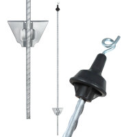 25x Federstahlpfahl 105 cm, oval, silber - schwarzer...