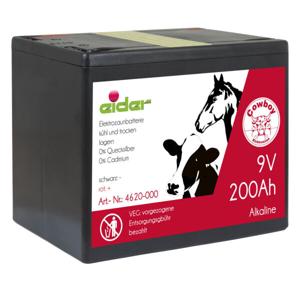 9 V Alkaline Weidezaunbatterie, 200 Ah