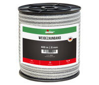 Weidezaunband,  8 mm, weiß/schwarz - 400 m