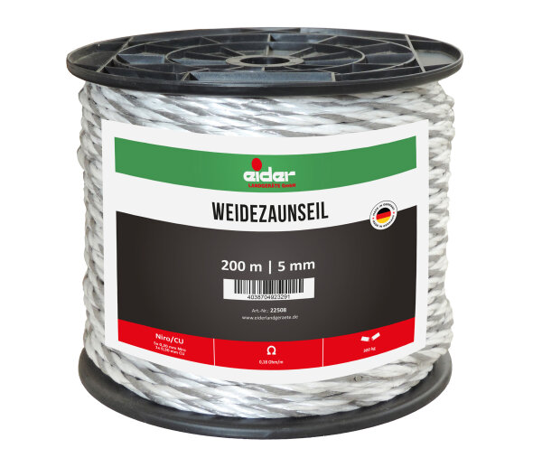 Weidezaunseil, 5 mm Ø, weiß/grau - 200 m