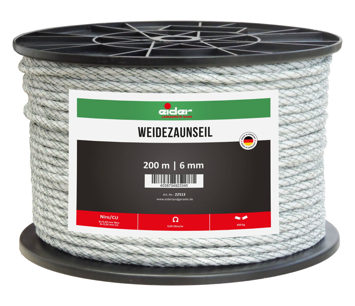 Weidezaunlitze Basic weiß 500 m 6 Niro Weidezaunband Weidezaun Zaun Weide Litze