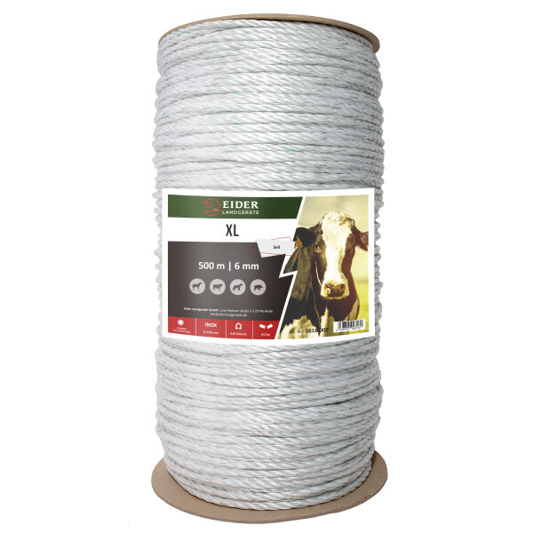 Kordel "XL" 6mmØ, 500m, weiß, 6x0.20Niro